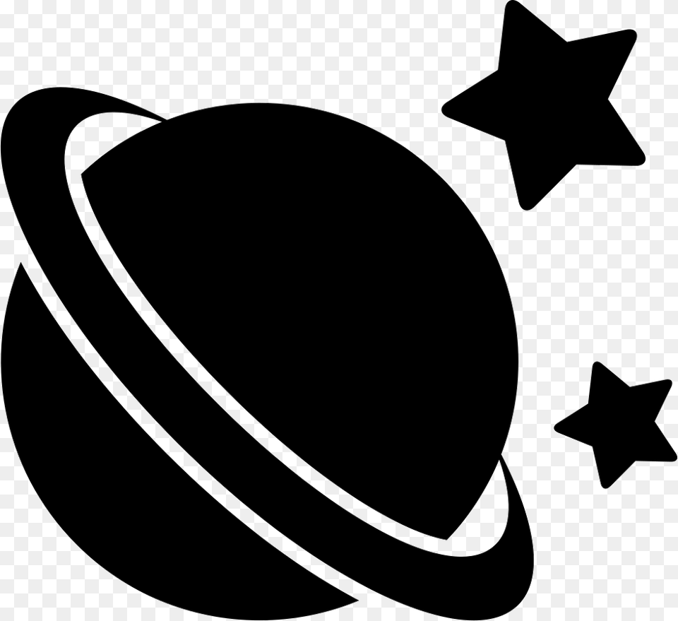 Saturn Black Shape With Stars Around Comments Black Saturn, Star Symbol, Symbol, Stencil, Animal Free Png