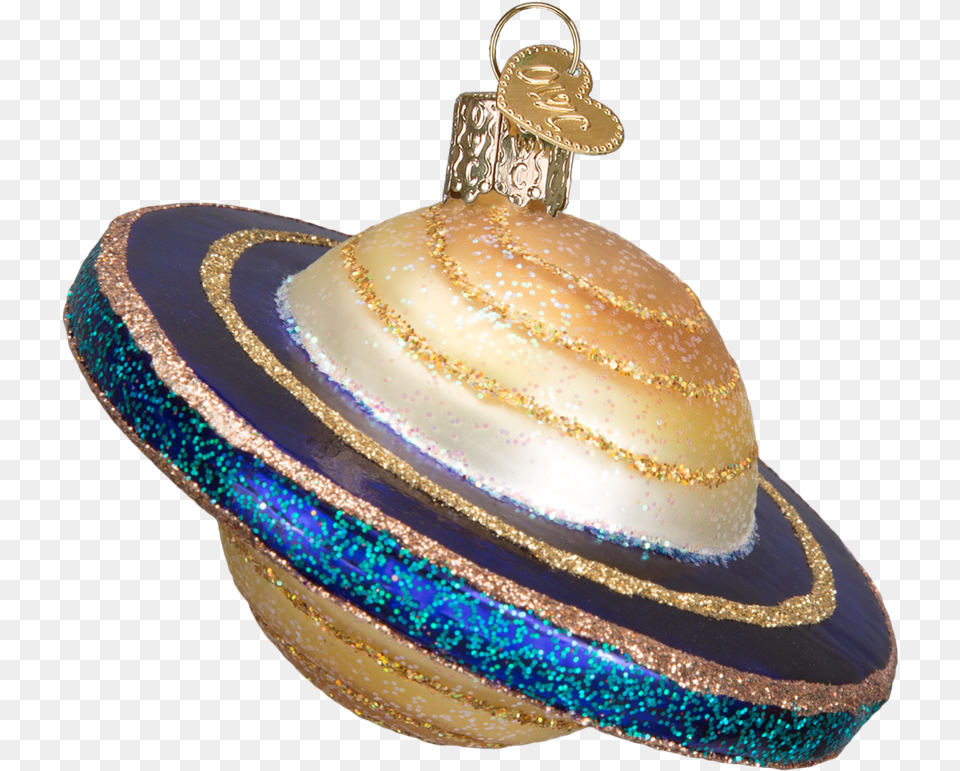 Saturn Planet Old World Glass Ornament Lucky, Clothing, Hat, Accessories, Gold Png Image