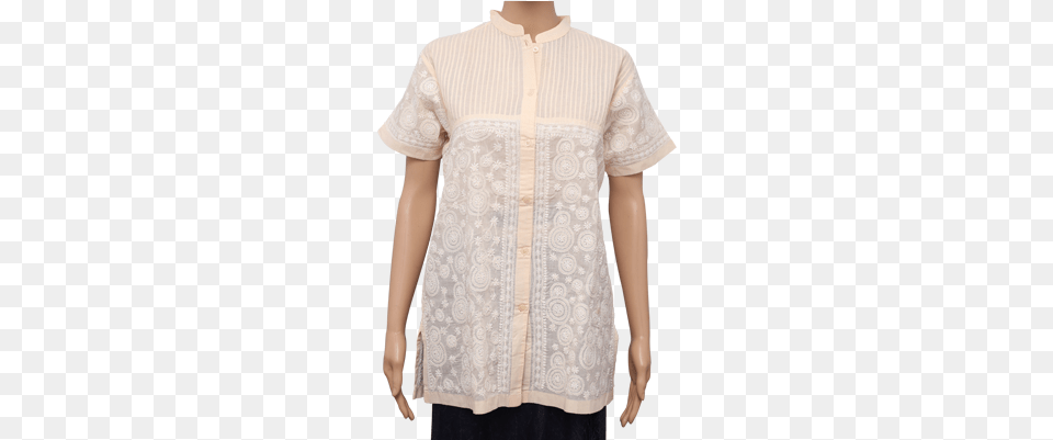 Satya Cream Colour Short Upper Cotton With Lucknowi Blouse, Clothing, Home Decor, Linen, Shirt Free Png Download