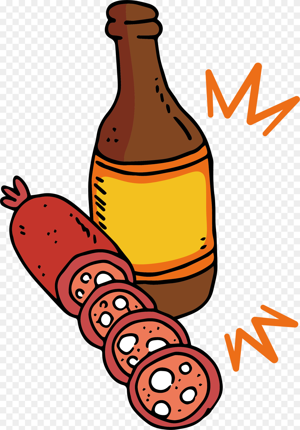 Sausage Beer Bratwurst Hot Dog Clip Art Beer, Bottle, Alcohol, Beer Bottle, Beverage Png Image