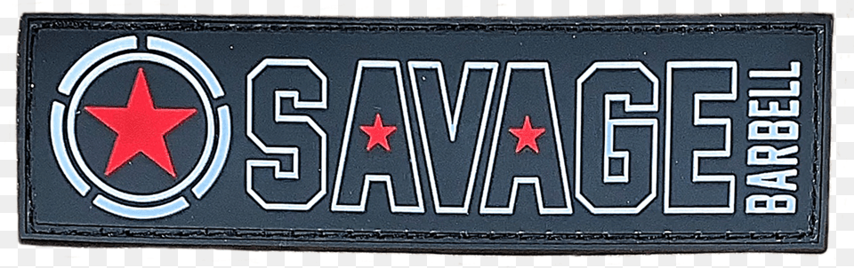 Savage Patch Banner Red Star Savage Barbell Carmine, License Plate, Transportation, Vehicle, Logo Free Transparent Png