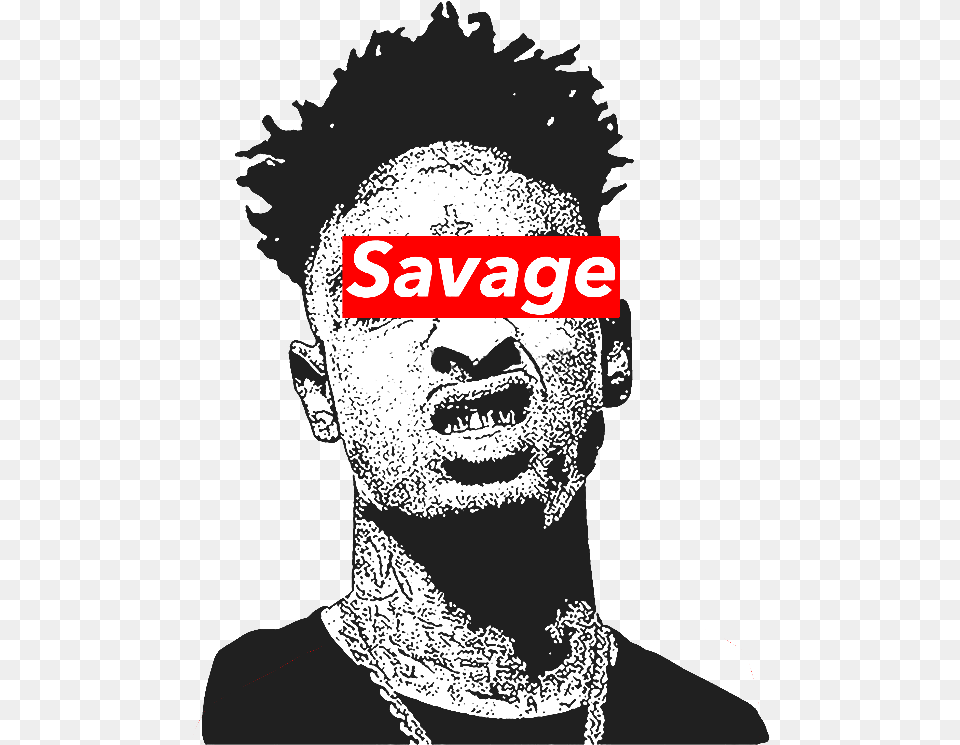 Savage Rapper 21 Savage Posters, Accessories, Person, Necklace, Man Free Png Download