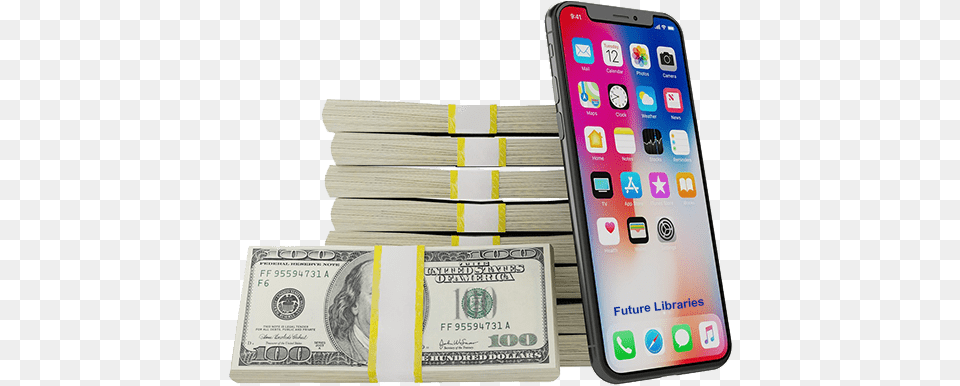 Save Money Money And A Phone, Electronics, Mobile Phone, Person Png Image