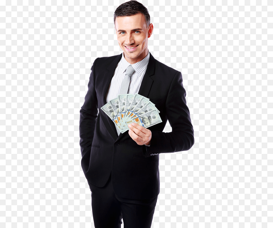 Save On Credit Card Fees Man With Money, Suit, Clothing, Formal Wear, Tuxedo Png Image