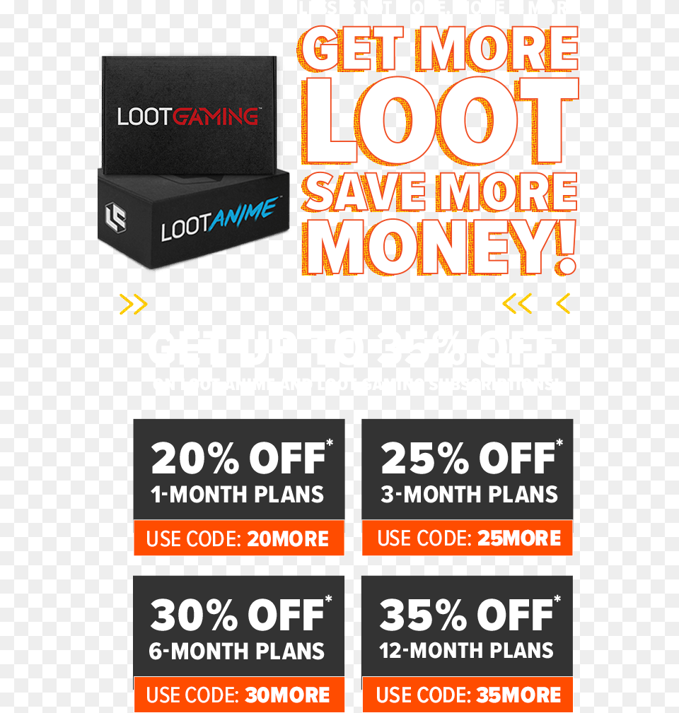 Save Up To 35 On Loot Anime And Loot Gaming Subscriptions Graphic Design, Advertisement, Poster, Scoreboard Png Image