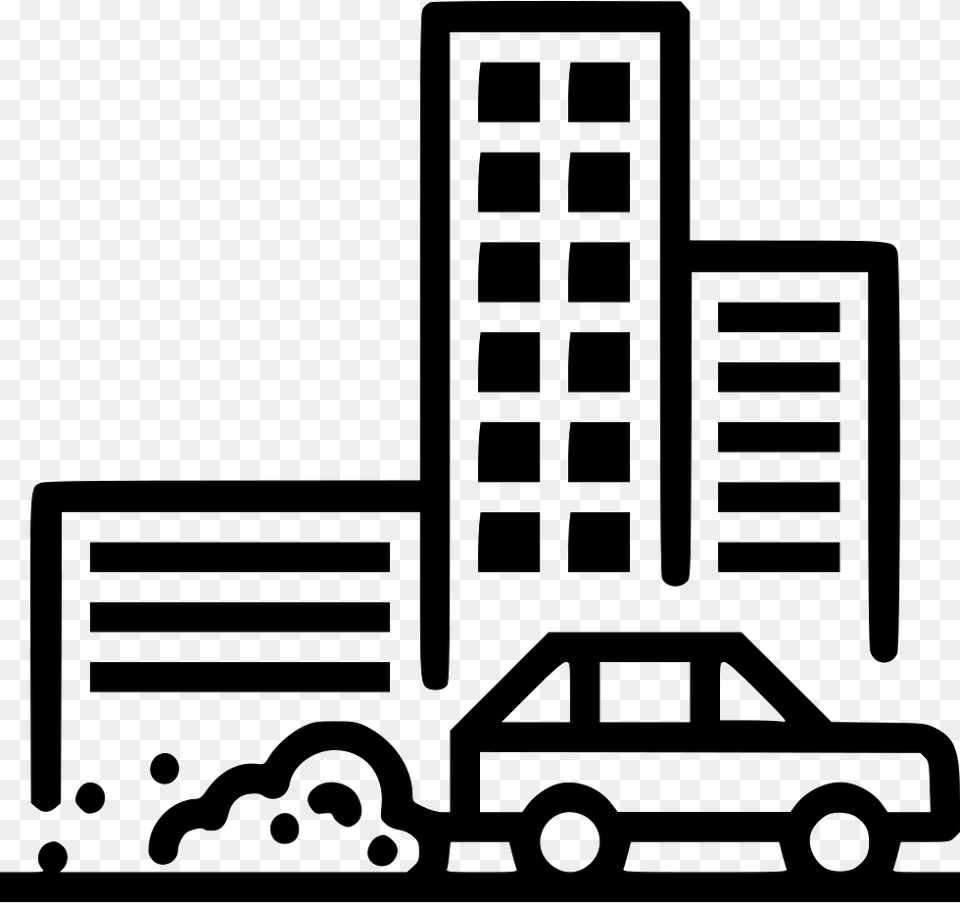 Savefuel Waste Building Svg Building With Car Icon, Stencil, City, Urban, Architecture Png