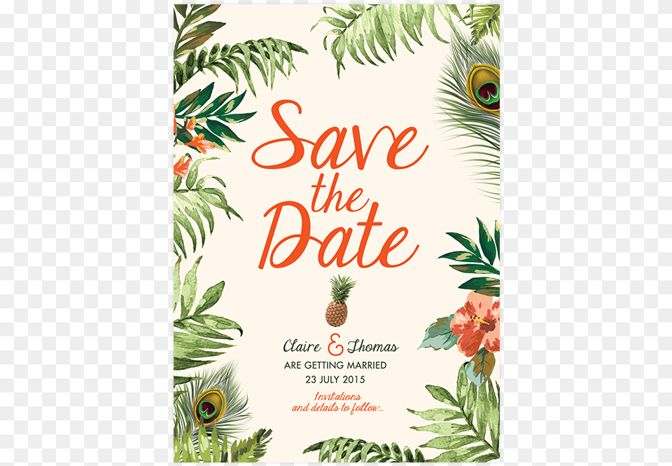 Savethedate Jungle Pepperandjoy Front Uk Save The Date Tropical Wedding, Advertisement, Poster, Herbal, Herbs Free Png
