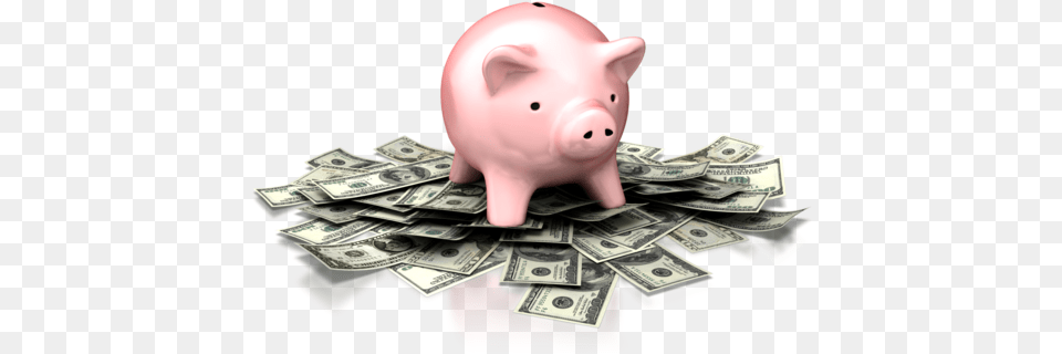 Saving Money Download Cute Piggy Bank With Money, Animal, Mammal, Pig, Piggy Bank Free Png