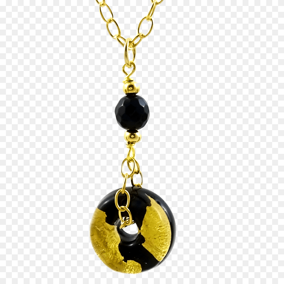 Savvy Cie Gold Leaf Murano Life Saver Onyc Necklace, Accessories, Jewelry, Pendant, Gemstone Png