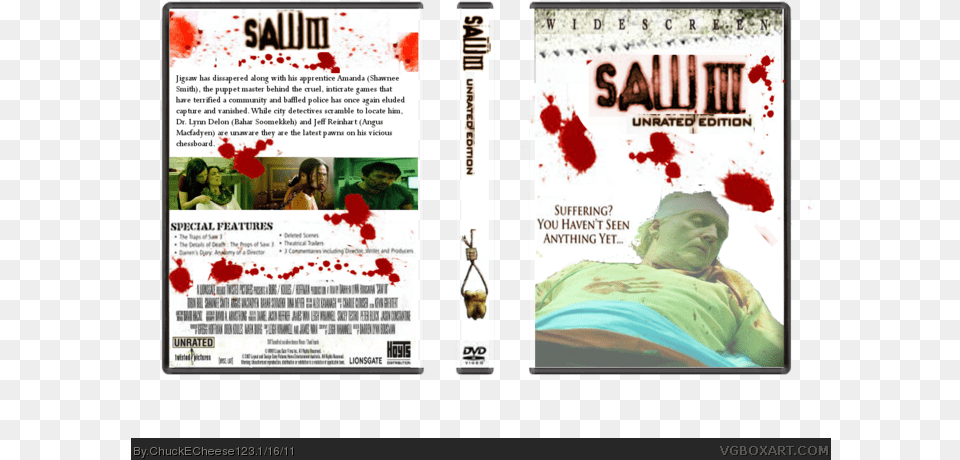 Saw Iii Box Art Cover Saw 2 Dvd Cover, Advertisement, Poster, Adult, Male Png Image