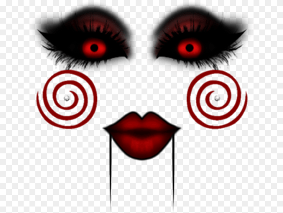 Saw Scary Girl Makeup Swirls Creepy Evil Black Shadow Face Terror, Baby, Person, Head Free Transparent Png
