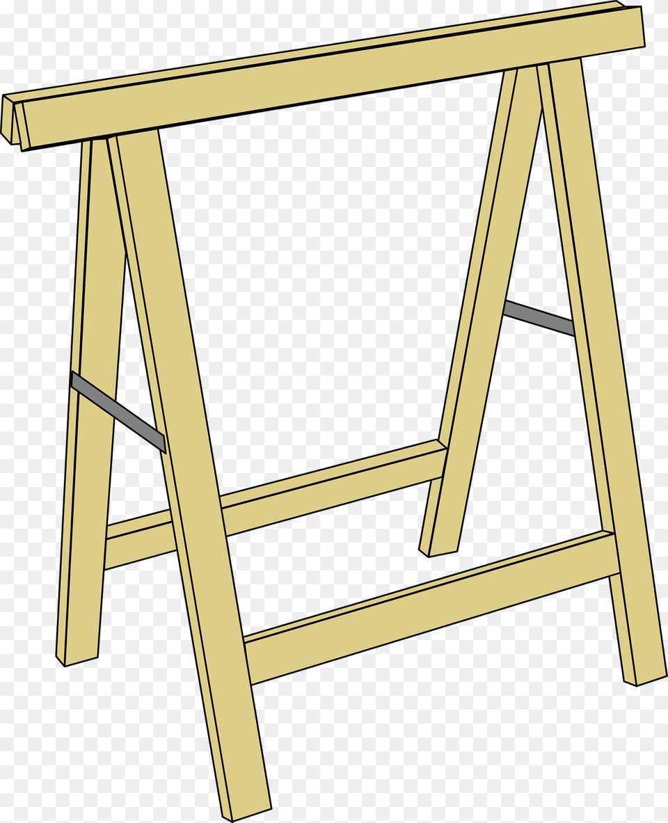 Sawhorse Clipart, Fence, Wood, Blackboard Free Transparent Png