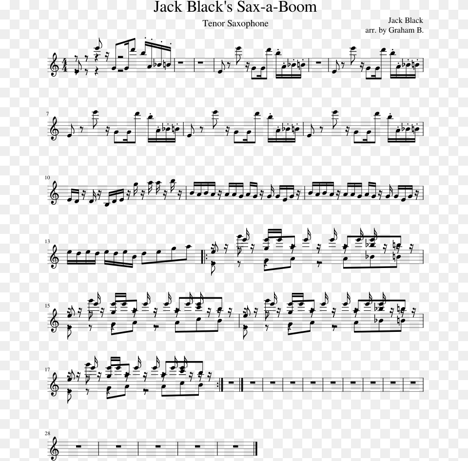 Sax A Boom Sheet Music, Gray Png