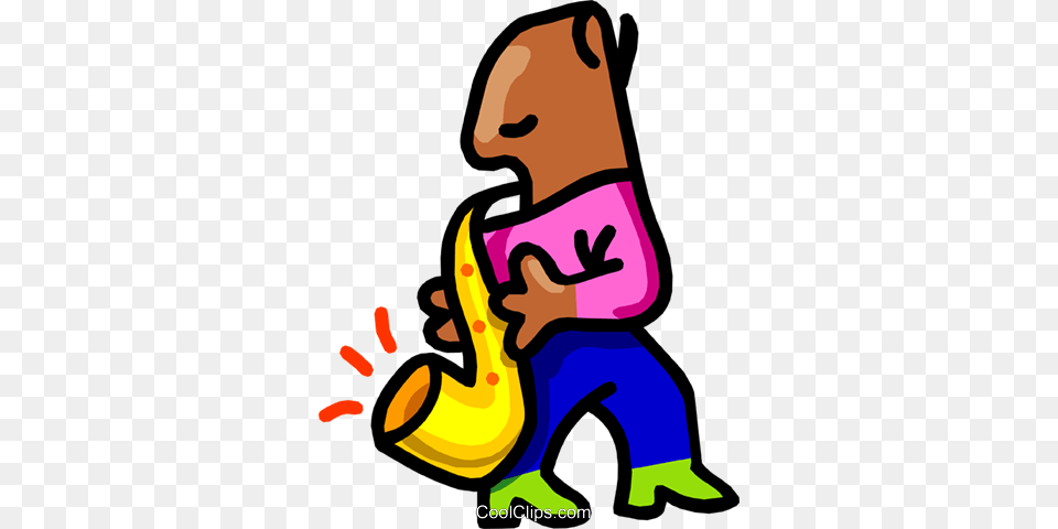Sax Player Cartoon Royalty Vector Clip Art Illustration, Baby, Person, Brass Section, Horn Free Png Download
