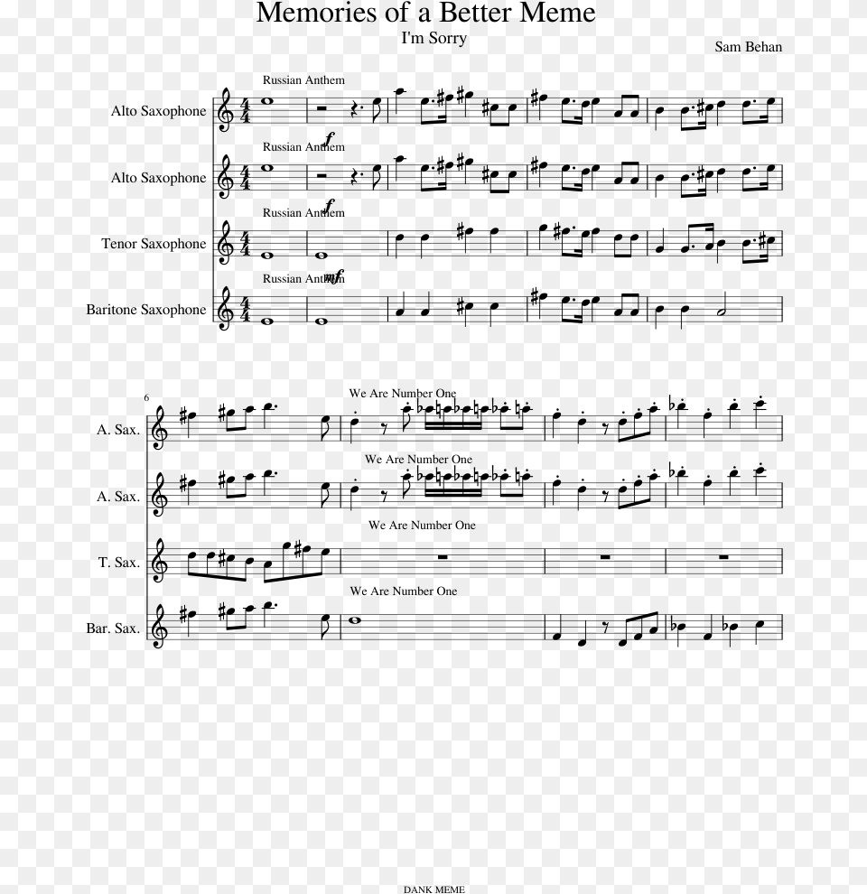 Sax Quartet Memes Say You Won T Let Go Trumpet Sheet Music, Gray Png Image
