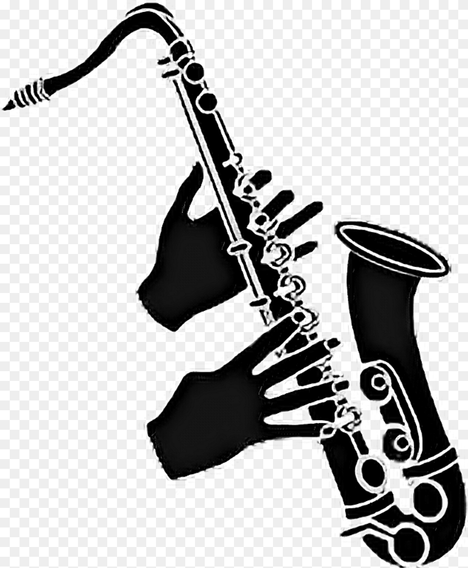 Saxophone Blackandwhite Silhouette Play Hands Saxophone, Musical Instrument, Baby, Person Free Png Download