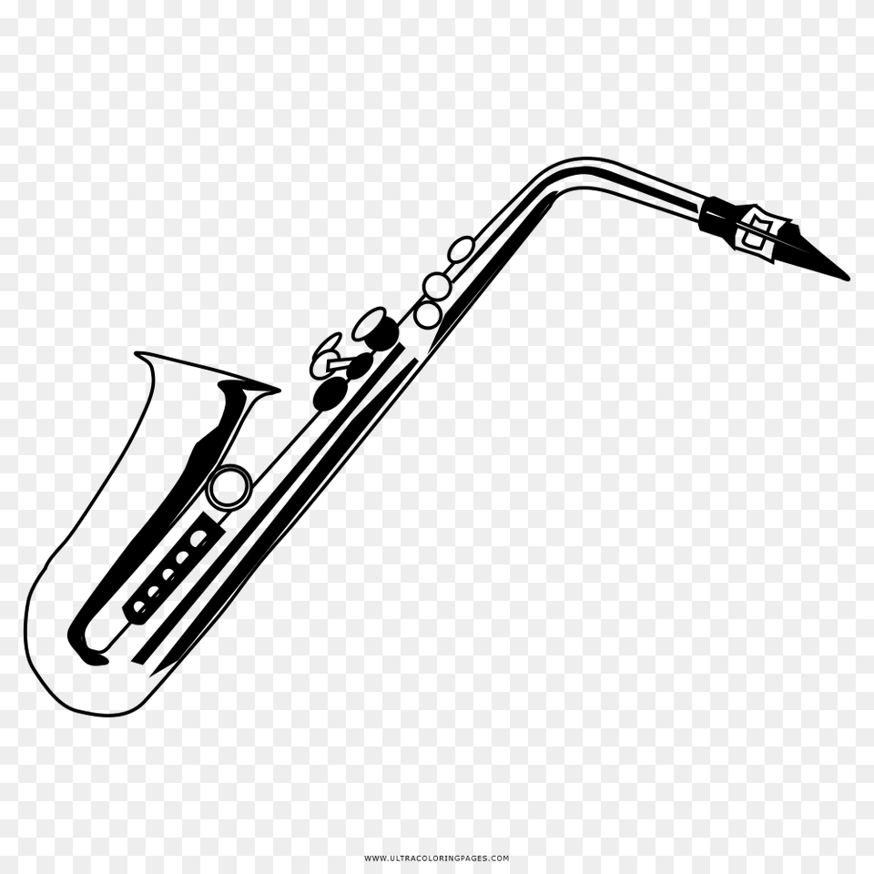 Saxophone Coloring, Gray Free Png