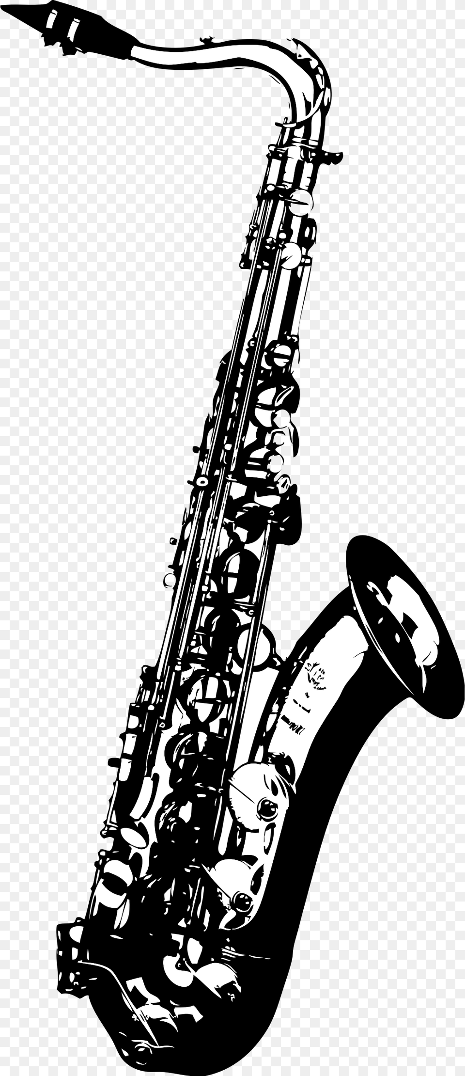 Saxophone Drawing Black And White Logo Saxophone, Musical Instrument, Person Free Png Download