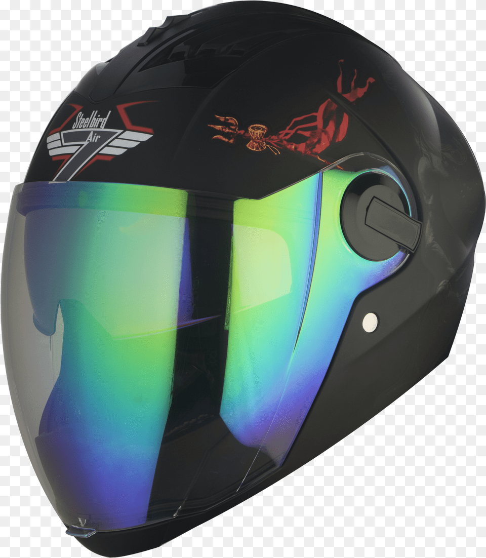 Sba 2 Mahadev Mat Black With Grey Night Vision Amp Rainbow Steelbird Helmet Mahadev Png Image