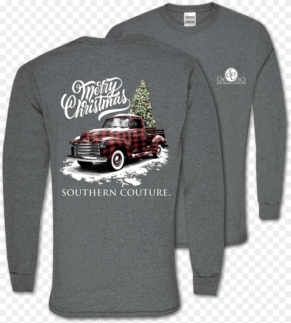 Sc Classic Buffalo Plaid Truck Ls Graphite Heather Simply Southern Christmas Shirts 2019, T-shirt, Clothing, Shirt, Long Sleeve Free Transparent Png