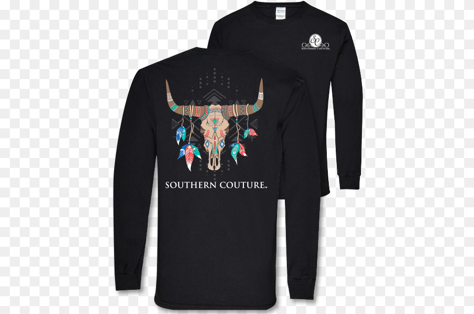 Sc Classic Tribal Skull On Long Sleeve Camper Christmas T Shirt, T-shirt, Clothing, Long Sleeve, Knitwear Png