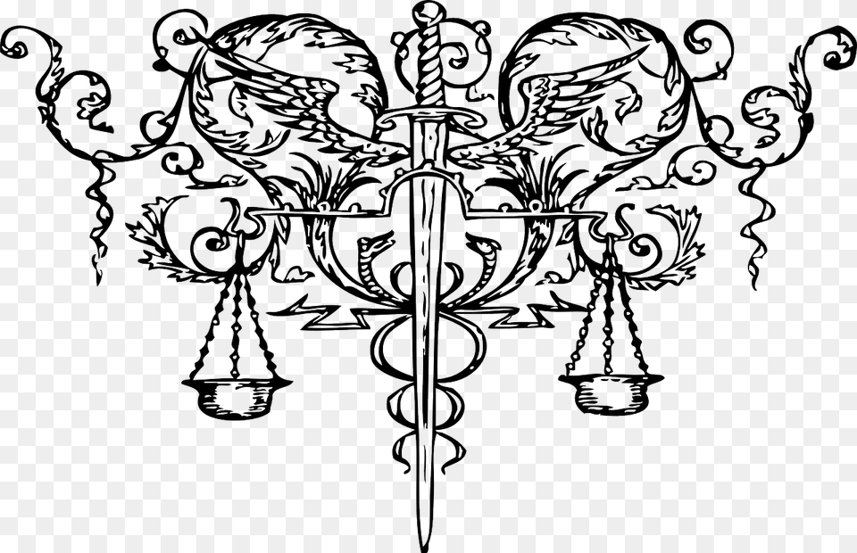 Scale Of Justice And Sword, Chandelier, Lamp, Art, Baby Free Transparent Png