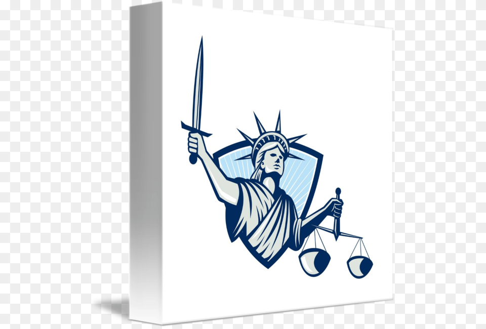 Scales Justice Sword By Aloysius Patrimonio Statue Of Liberty Scales Of Justice, Weapon, Art, Person, Drawing Free Transparent Png