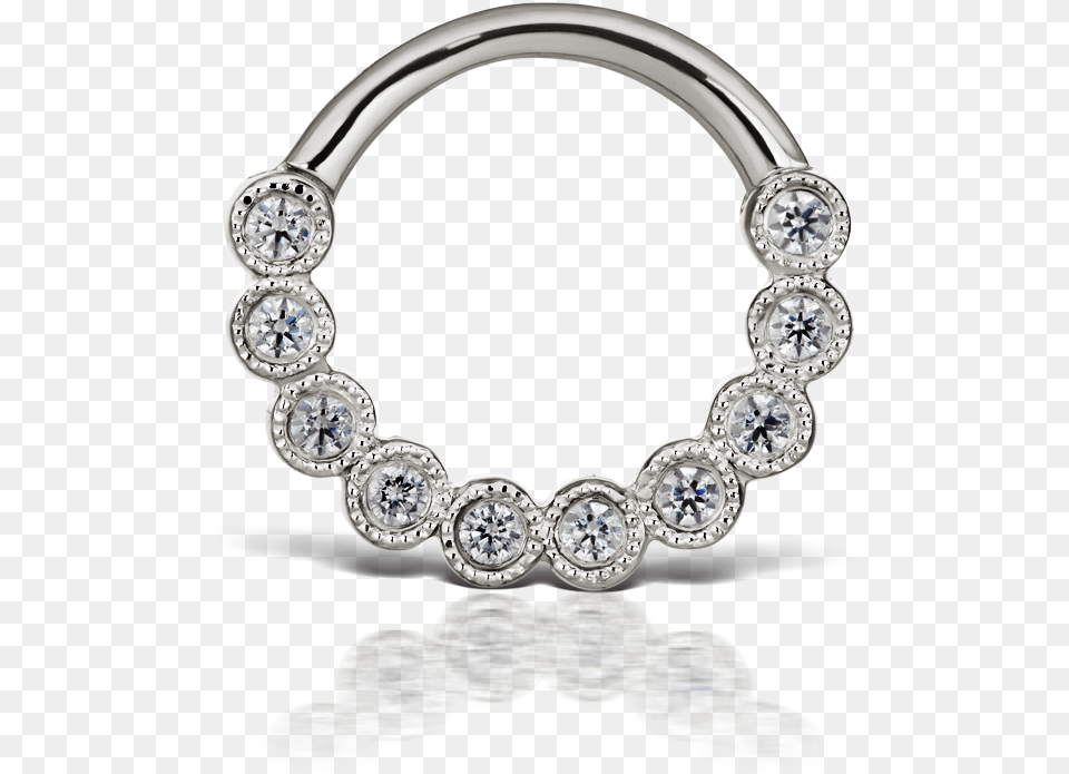 Scalloped Edge Horizontal Eternity Clicker Daith Piercing Bracelet, Accessories, Diamond, Gemstone, Jewelry Free Transparent Png