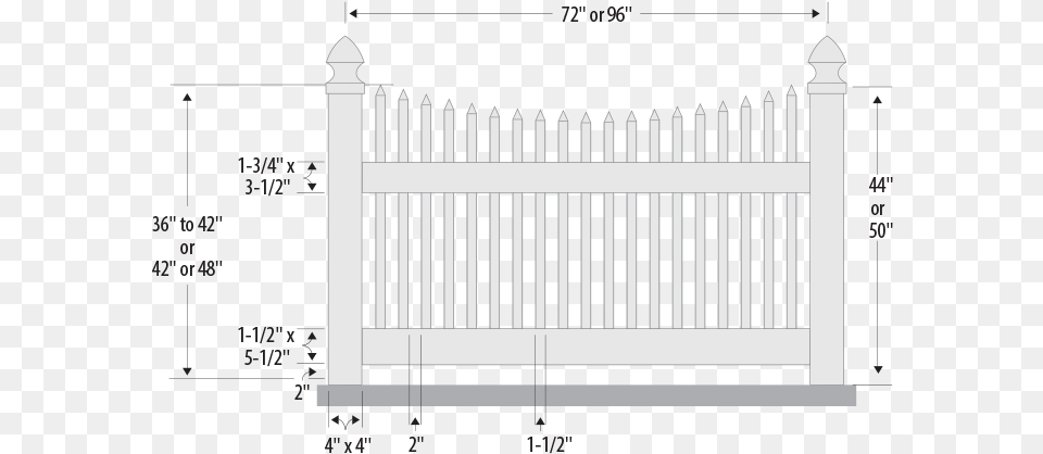 Scalloped Top Narrow Vinyl Picket Fence Specs Picket Fence, Gate Png