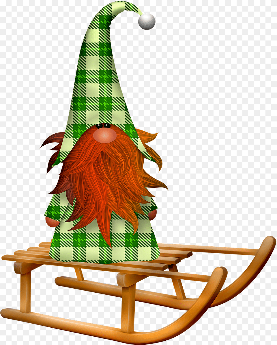 Scandia Gnome Christmas Sled Christmas Gnome, Clothing, Hat, Furniture, Animal Free Transparent Png