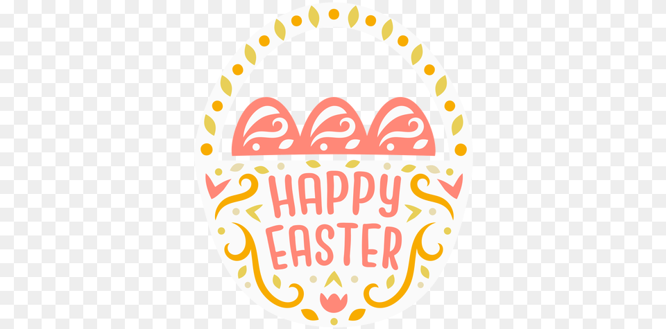 Scandinavian Style Happy Easter Basket Badge Transparent Dot, Sticker, Cream, Dessert, Food Free Png Download