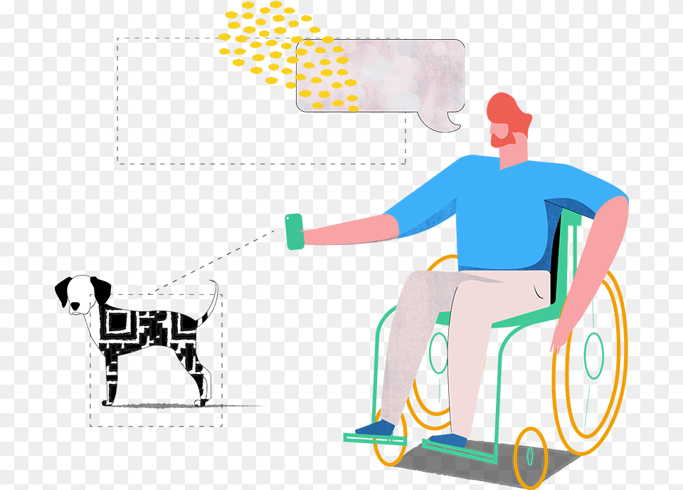 Scanning Qr Dog Illustration, Chair, Furniture, Adult, Male Png Image