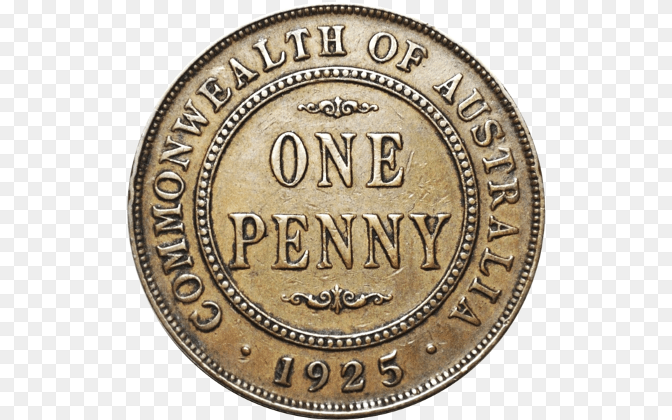 Scarce 1925 Australian Penny Very Fine 1918 Australian Penny, Coin, Money Free Png Download