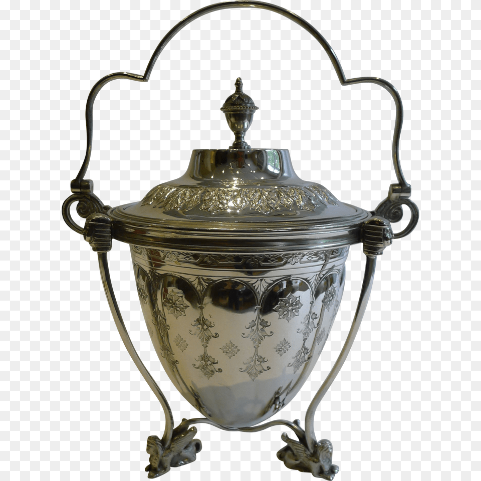 Scarce Antique English Silver Plated Biscuit Box Or Barrel, Jar, Pottery, Lamp, Urn Png Image
