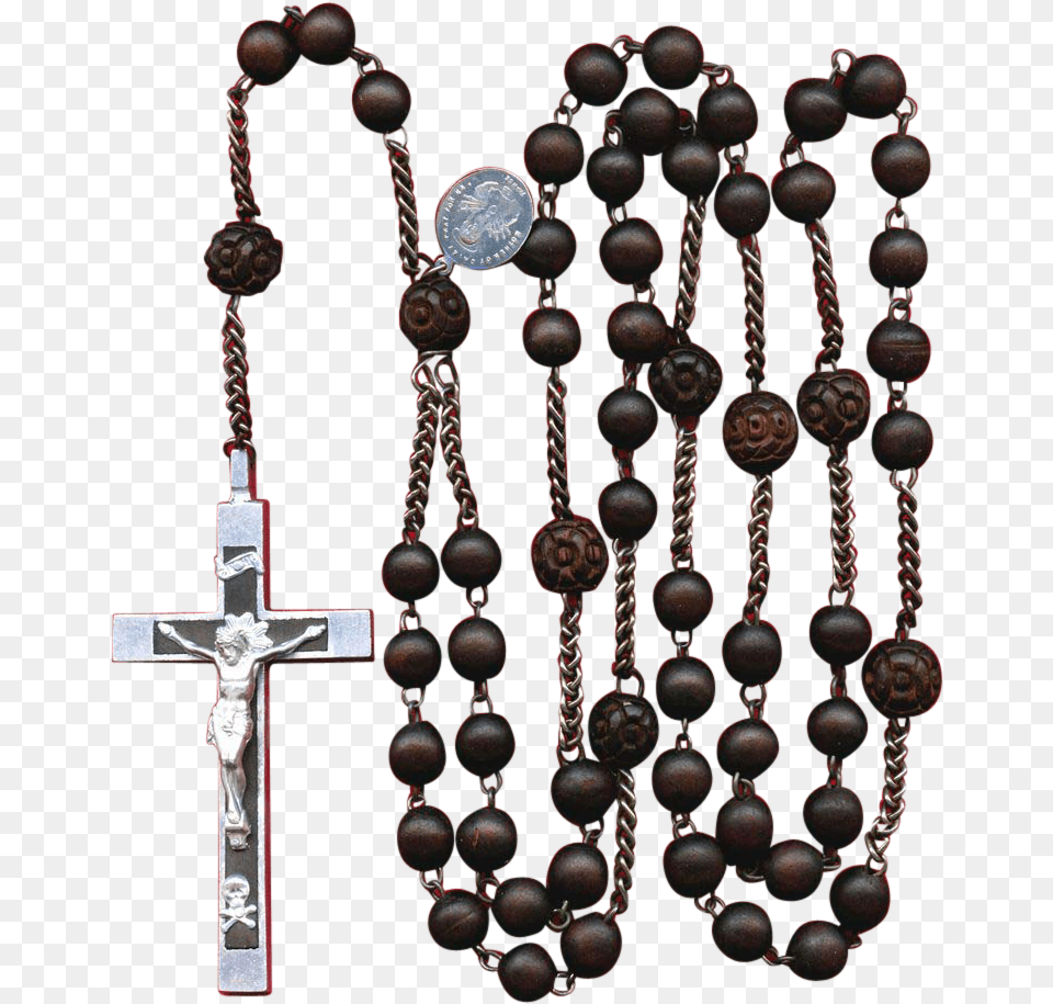 Scarce Seven Sorrows Wood Habit Rosary Aluminum Amp Steel Bead, Accessories, Symbol, Cross, Bead Necklace Free Png Download