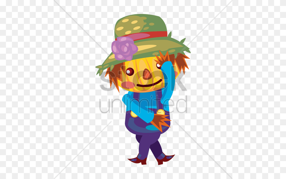 Scarecrow With A Flower On Its Head Vector Image, Baby, Person, Performer Free Png