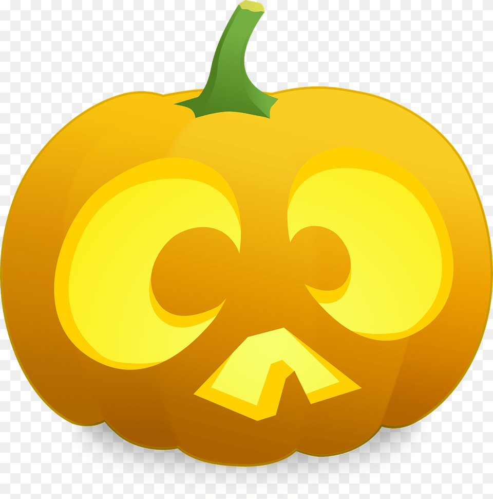 Scared Jack O Lantern, Food, Produce, Plant, Pumpkin Free Transparent Png