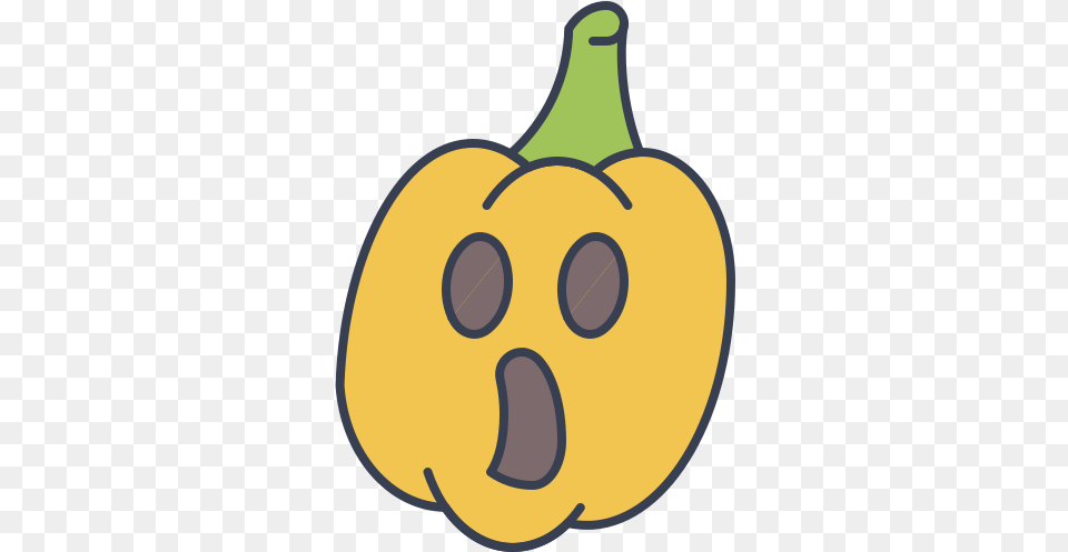 Scared Pumpkin Halloween Icon Of Trick Or Treat Happy, Food, Produce, Fruit, Plant Png