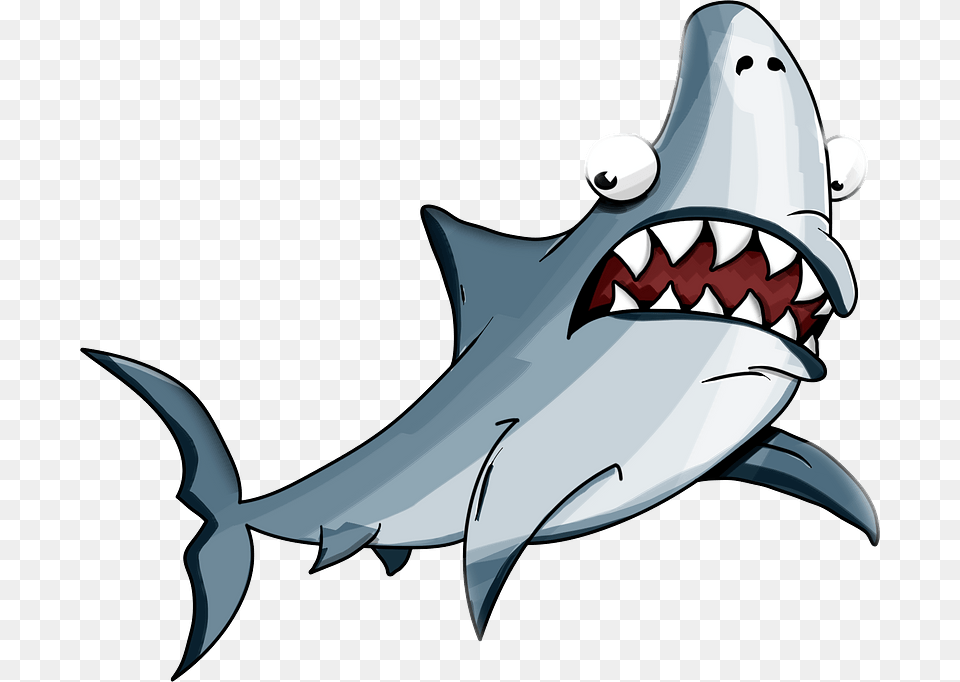 Scared Shark Cartoon Transparent, Animal, Fish, Sea Life Png Image