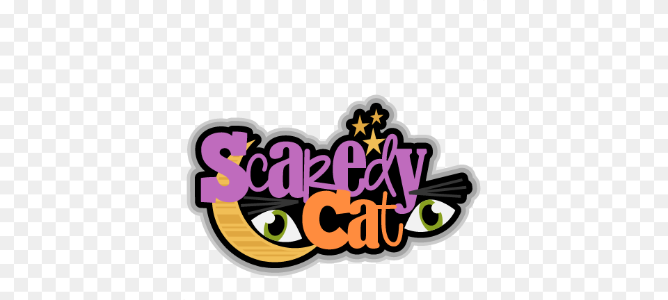 Scaredy Cat Halloween Cat Svg Scrapbook Title Svg Cutting Halloween Costume Shirt Scaredy Cat Cute Halloween, Purple, Art, Graphics, Sticker Png