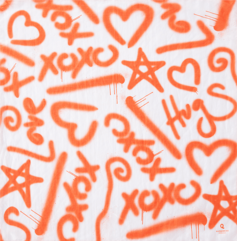 Scarf Design Xoxo Color Orange Poppy In 50 X 50 Cm Heart Png