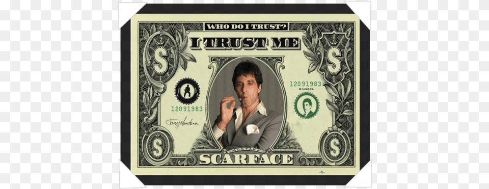 Scarface Dollar Poster, Adult, Male, Man, Money Free Png