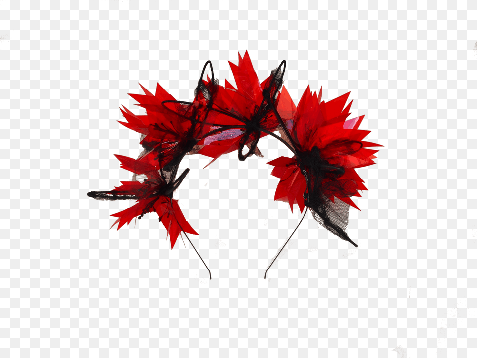 Scarlet Red Plastic Amp Black Wire Floral Origami Racewear Black, Leaf, Plant, Tree, Maple Png