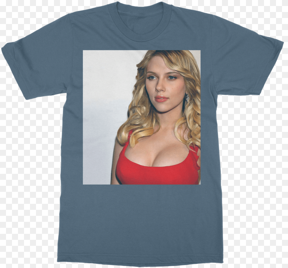 Scarlett Johansson Classic Adult T Shirt Scarlett Johansson With Hair Down, Clothing, Female, Person, T-shirt Free Png Download