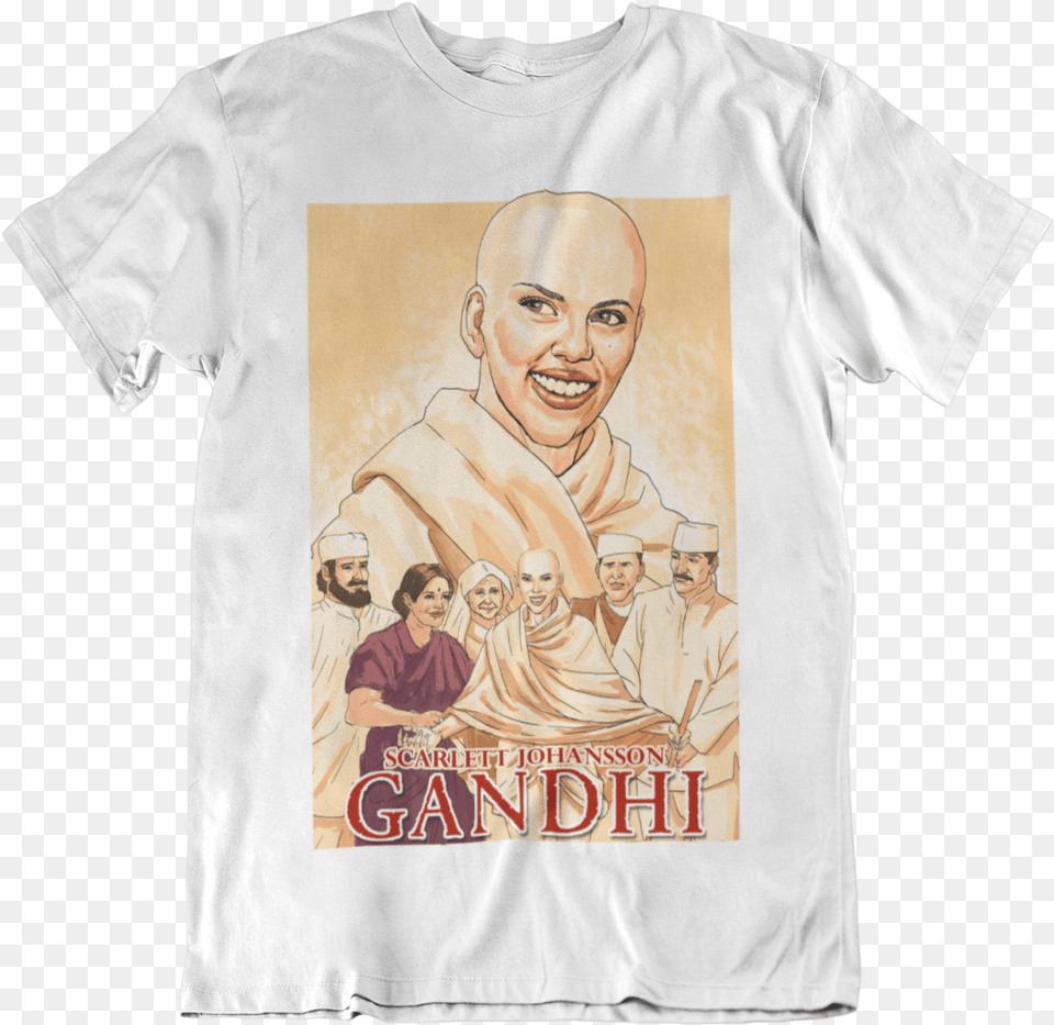 Scarlett Johansson Gandhi Tshirt, T-shirt, Clothing, Adult, Person Free Png