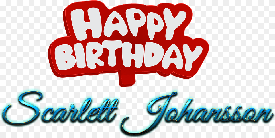 Scarlett Johansson Happy Birthday Name Logo Calligraphy, Text, Light Png Image