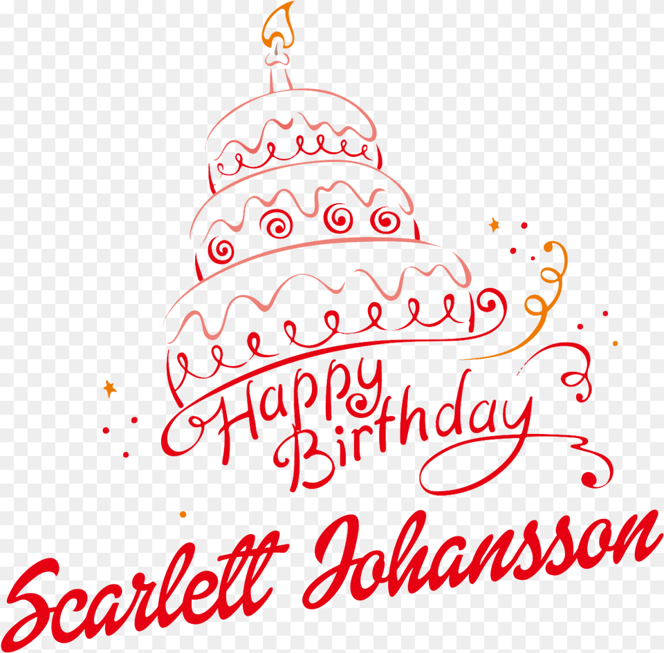 Scarlett Johansson Happy Birthday Vector Cake Name Illustration, Text Png Image