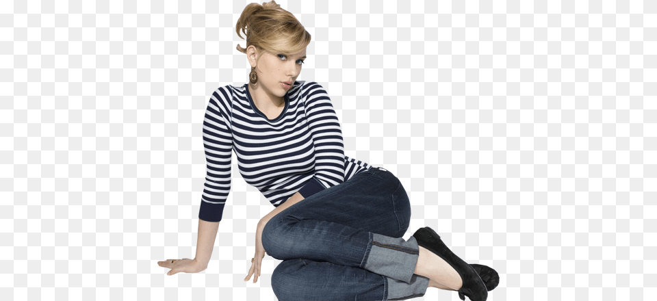 Scarlett Johansson Sitting, Person, Clothing, Pants, Adult Png Image