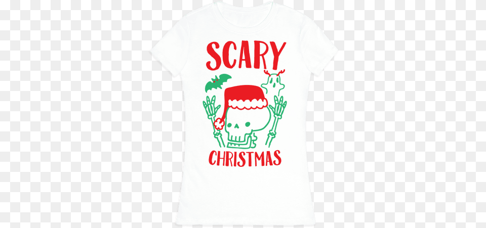 Scary Christmas Womens T Shirt Spooky Christmas Card, Clothing, T-shirt Png