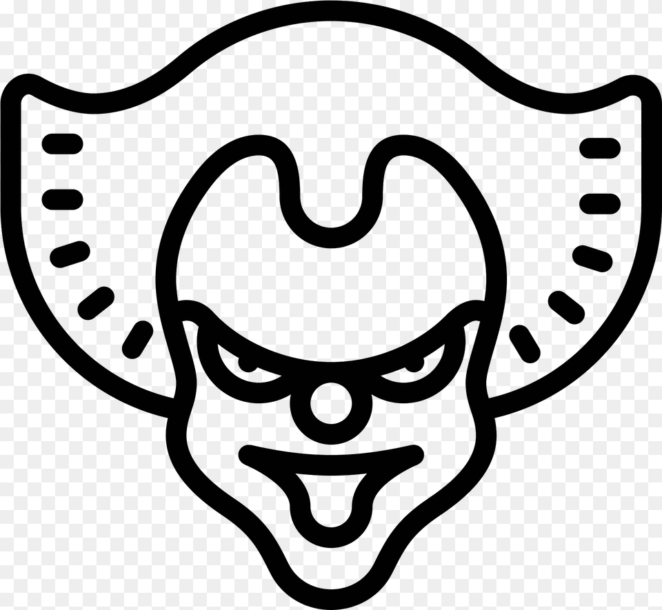 Scary Clown Icon, Gray Free Png